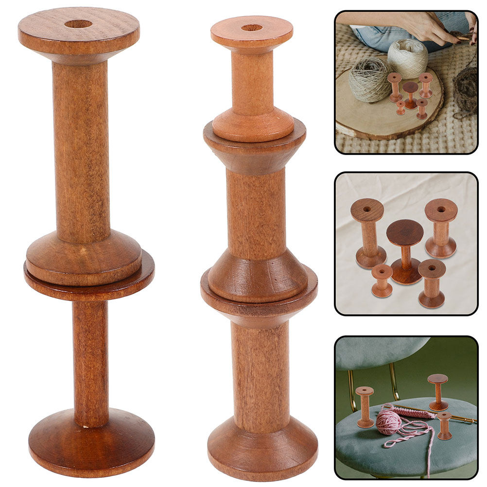 Thread Bobbins Empty - 7 Buah Gulungan Benang Kayu Vintage,