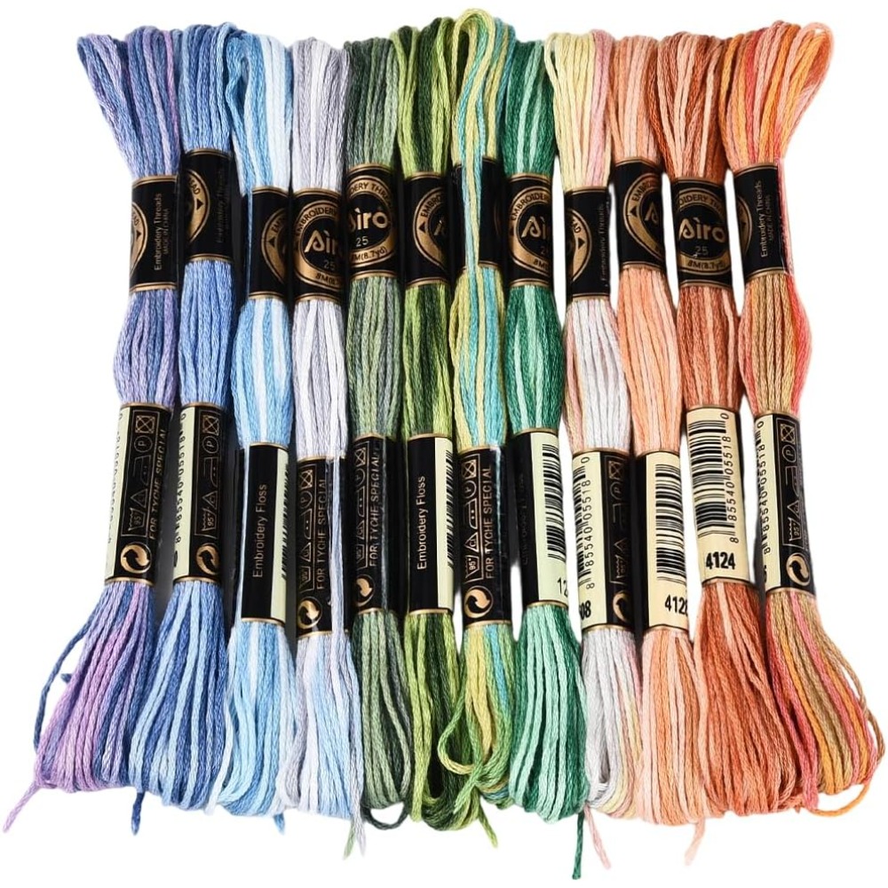 Embroidery Floss Thread - 12 Gulungan Benang Sulam 105 Yard,