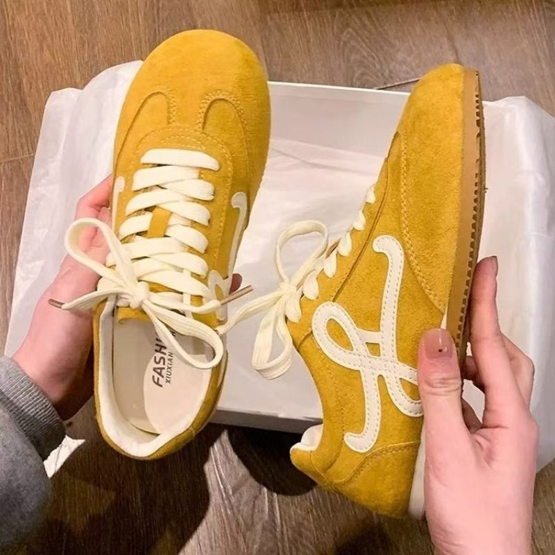 Sewing Embroidery Fabric - Sepatu Sneakers Wanita Vintage Bordir Suede,