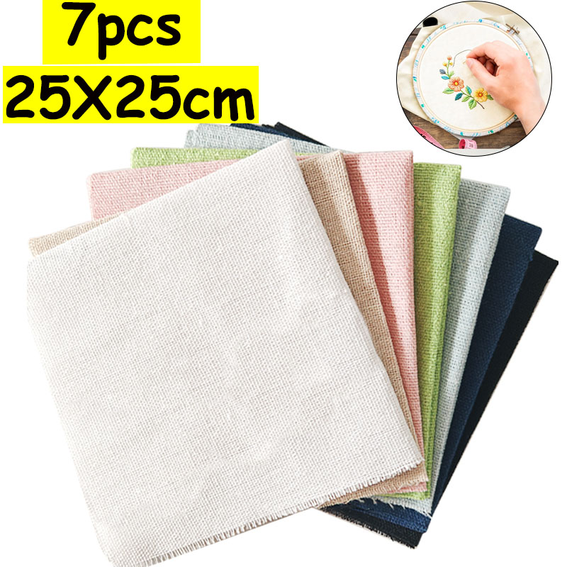 Sewing Textile Art - Set 7 Buah Kain Linen 25*25cm,