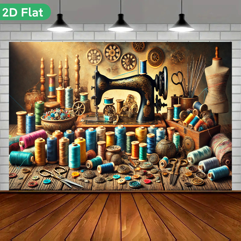 Sewing Textile Art - Tapestry Dinding Atelier Jahit Retro Vintage,