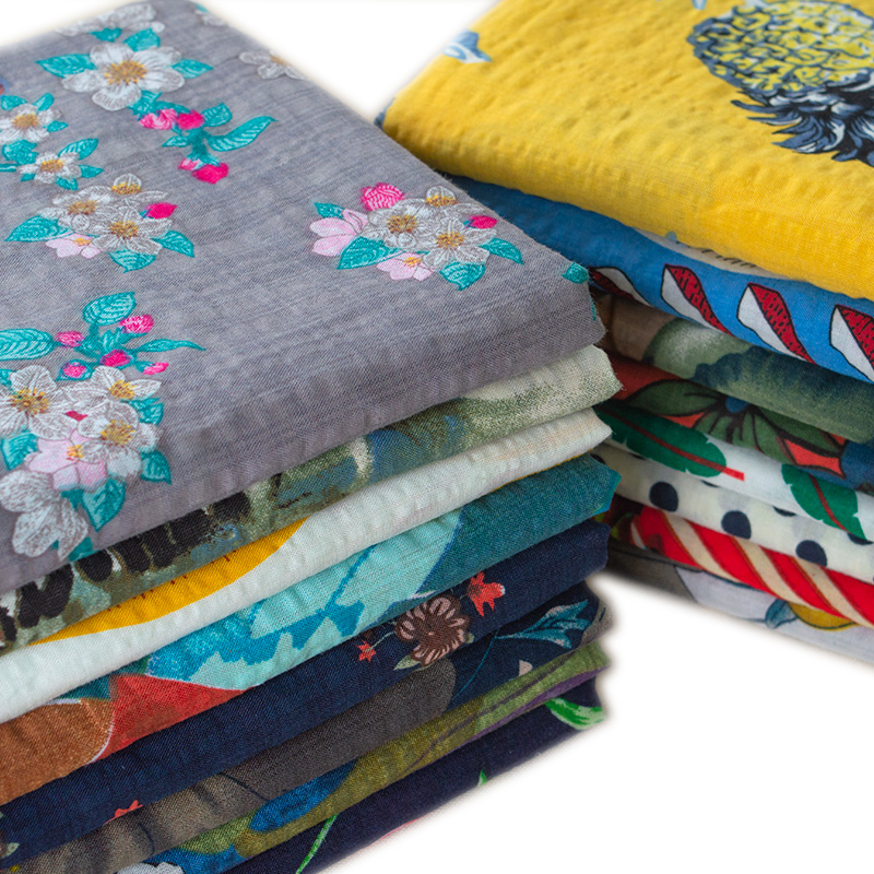 Sewing Geotextile Fabric - Kain Katun Linen Cetak Vintage Kain
