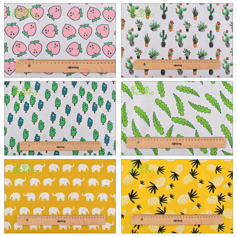 Sewing Geotextile Fabric - Chainho, Kain Katun Linen Bermotif, Bahan