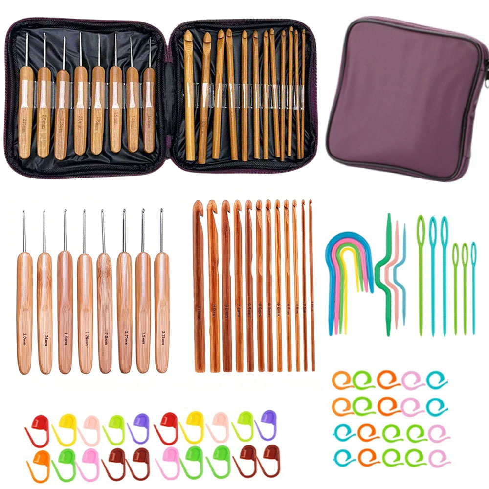 74pcs Set Jarum Rajut Bambu Al - Sewing Knit ulasan dan harga