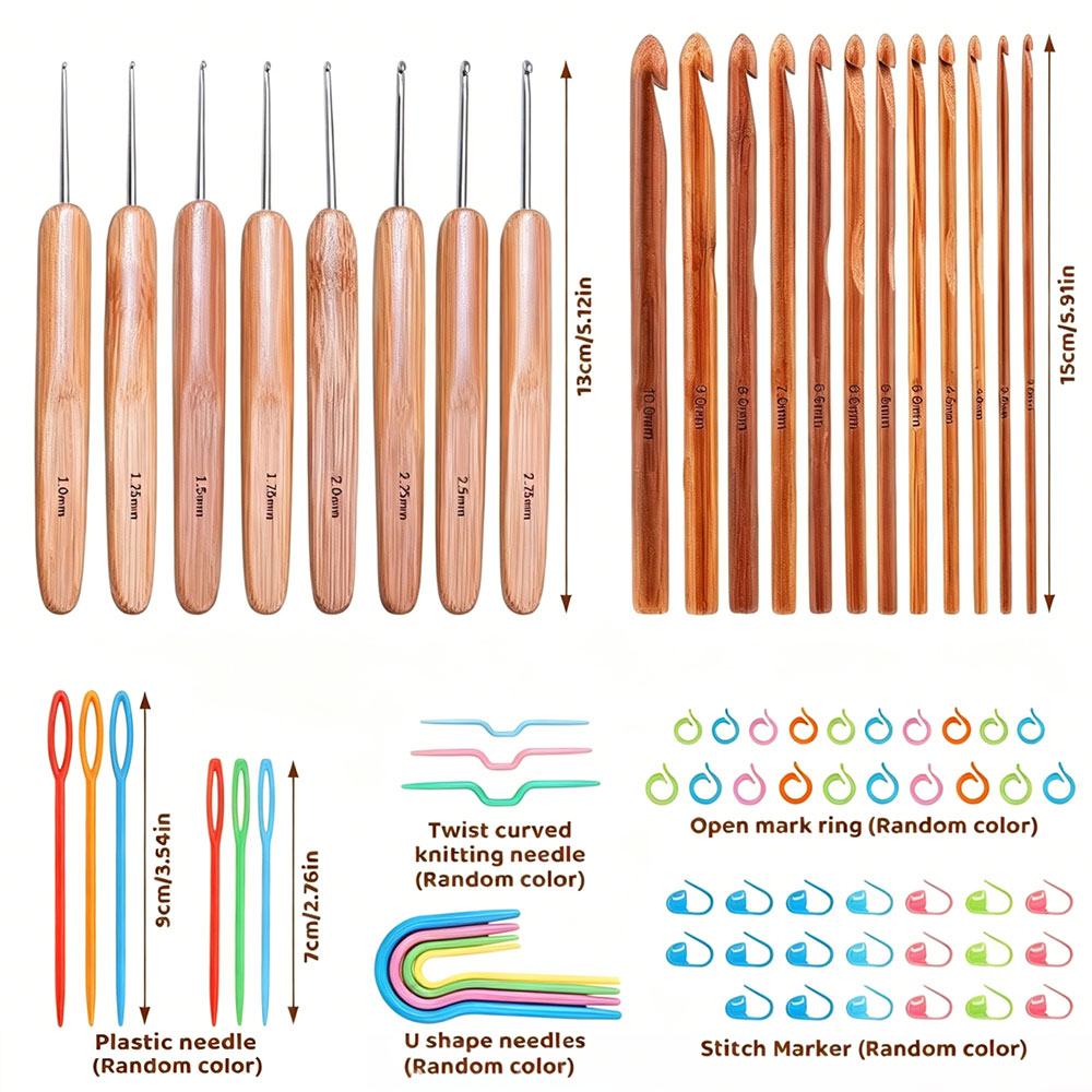 74pcs Set Jarum Rajut Bambu Al - Sewing Knit ulasan dan harga