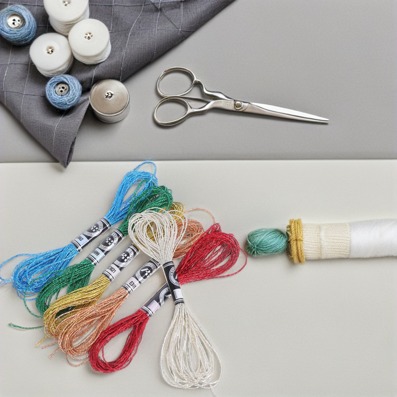 6Pcs Benang Bordir Metalik Mew - Embroidery Floss Thread ulasan dan harga