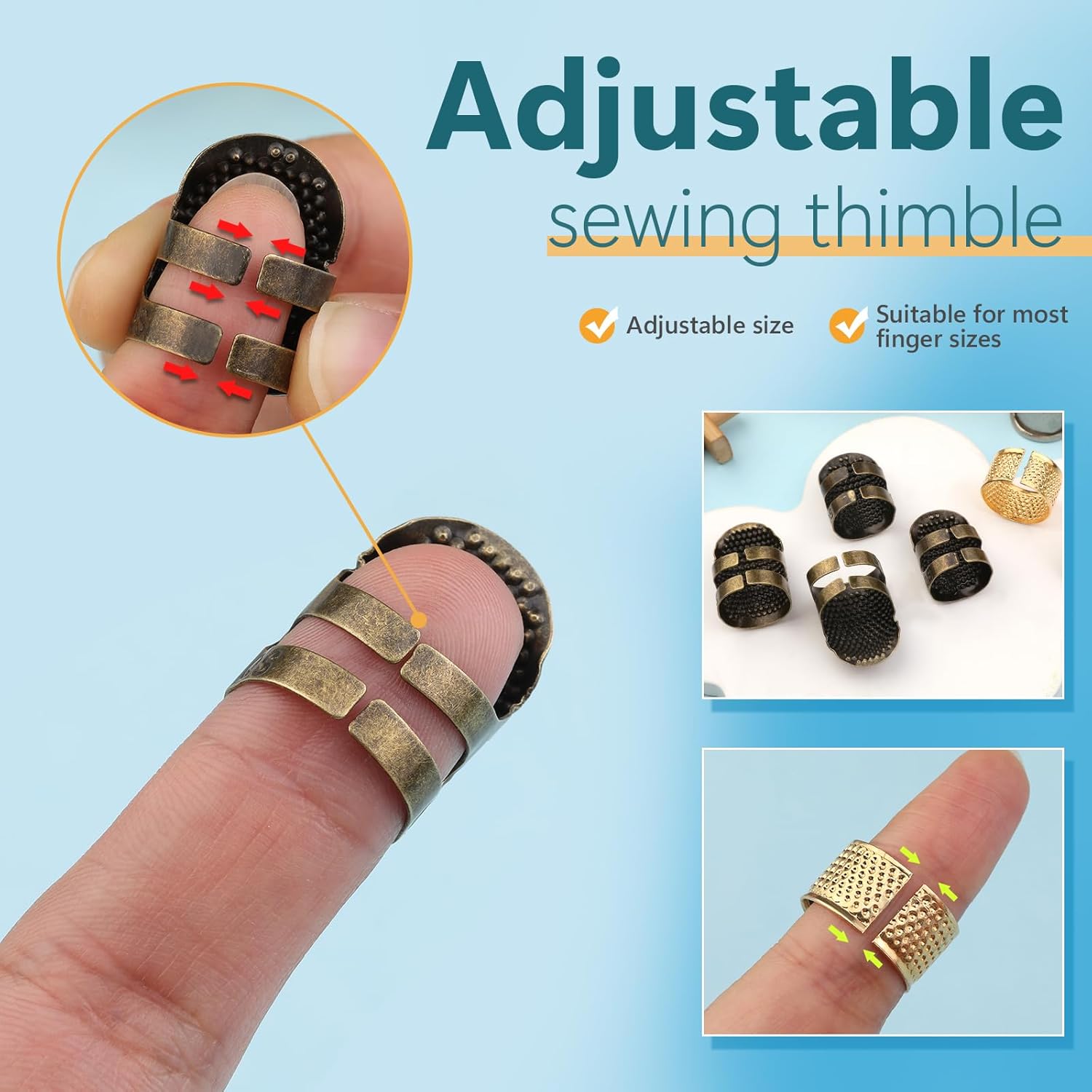8PCS Perlengkapan Penutup Jari - Sewing Thimble Metal ulasan dan harga