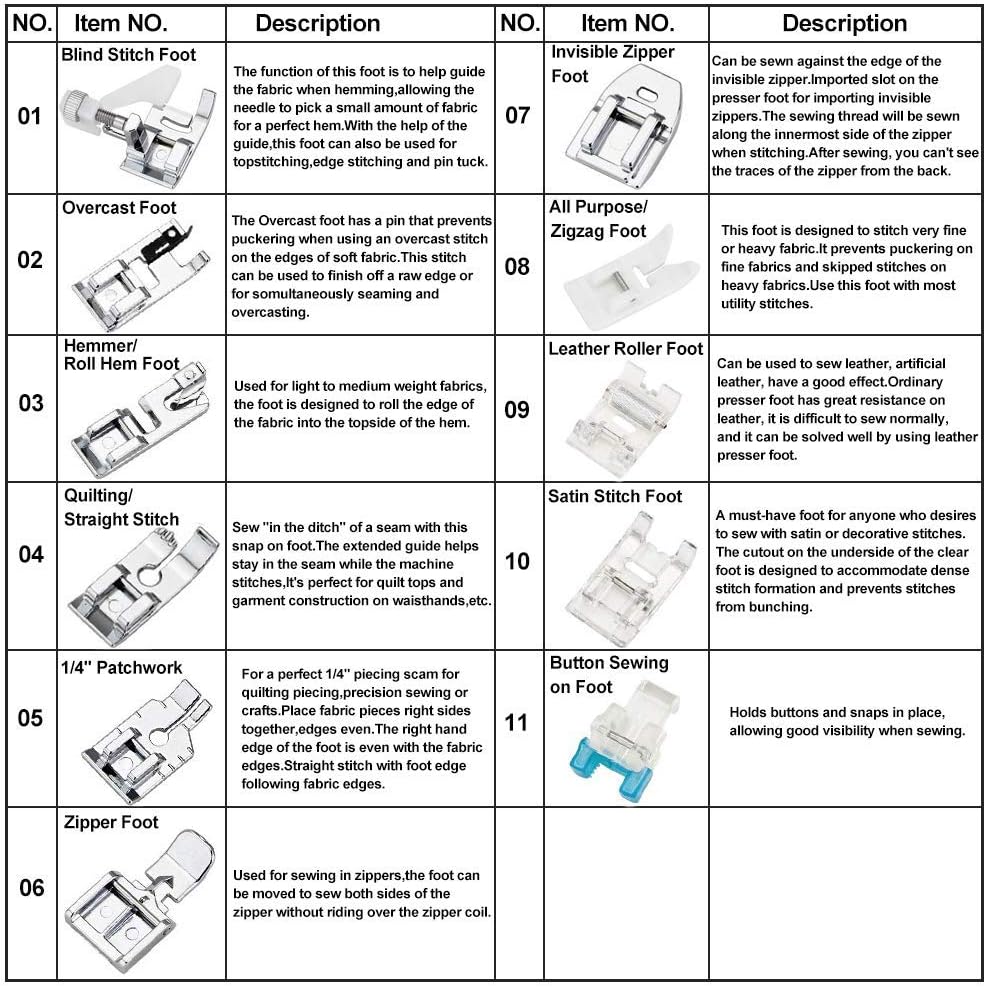 11Pcs Set Kaki Mesin Jahit - K - Sewing Machine Fabric ulasan dan harga