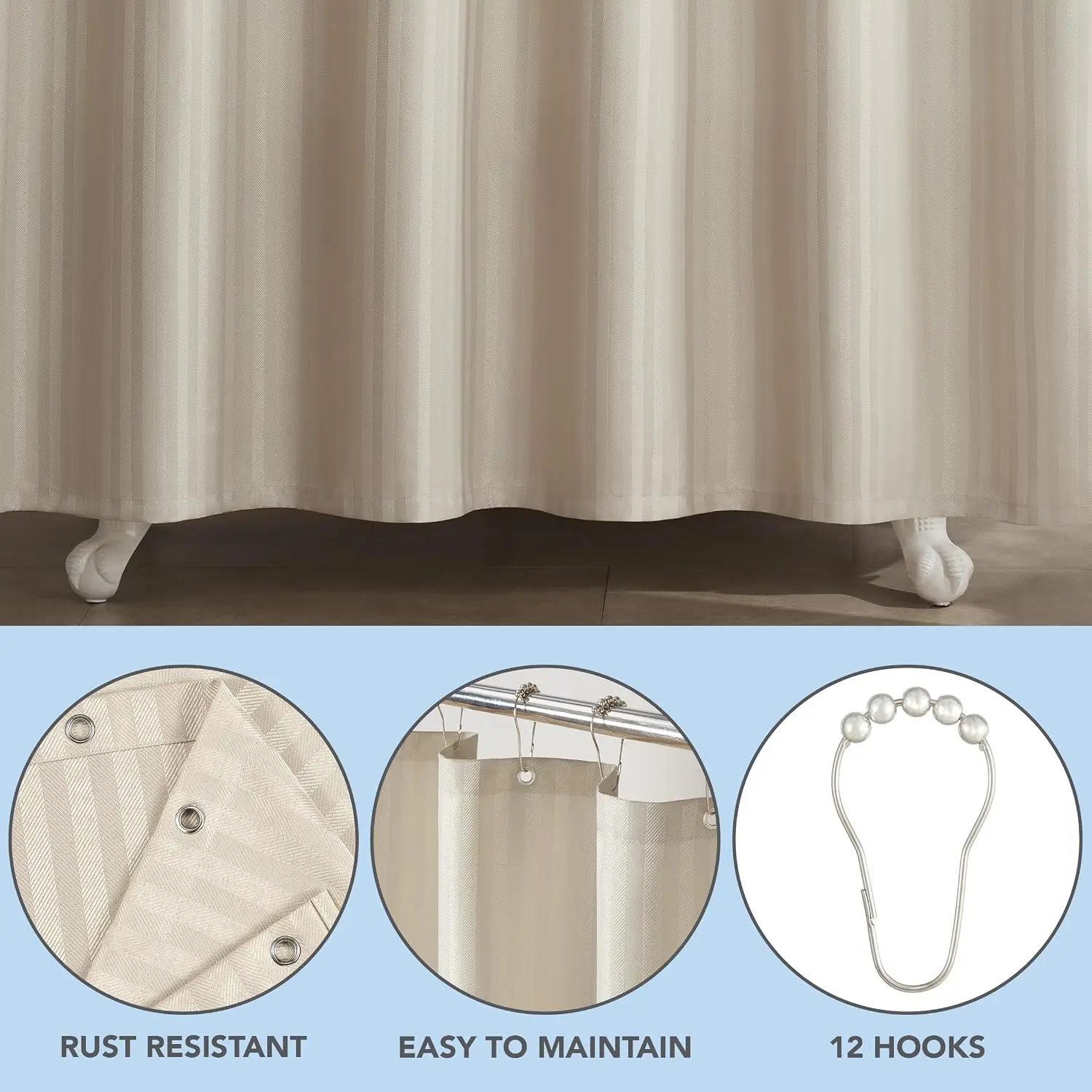 Set Tirai Kamar Mandi Arkwrigh - Fabric Weight Set ulasan dan harga