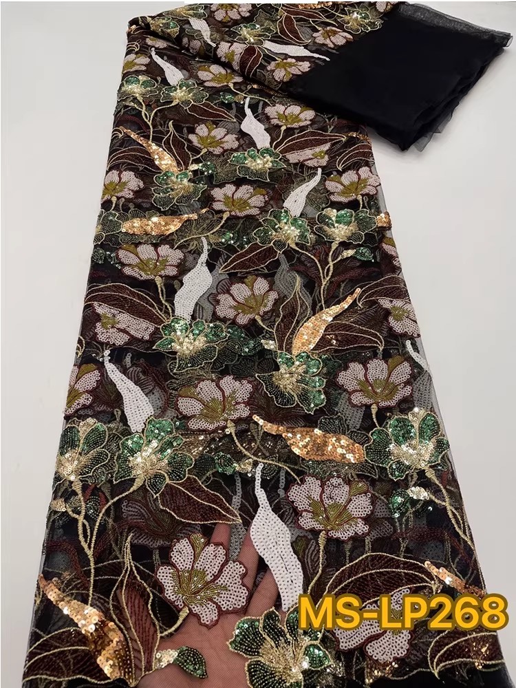 1 yard Kain Bordir Payet Bunga - Sewing Garments ulasan dan harga